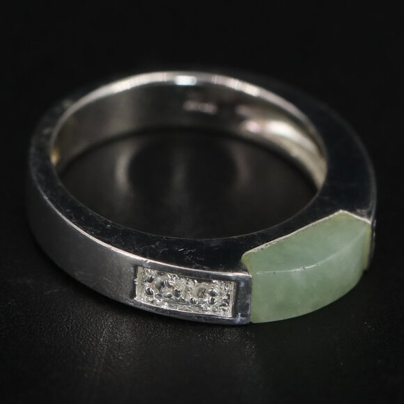 Expensive Genuine Jade Diamonds Ring Ring Sterling SilverHong Kong Designs US 5 - Picture 2 of 7